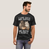 Ik hou van katten en koffie en misschien 3 mensen t-shirt (Voorkant volledig)