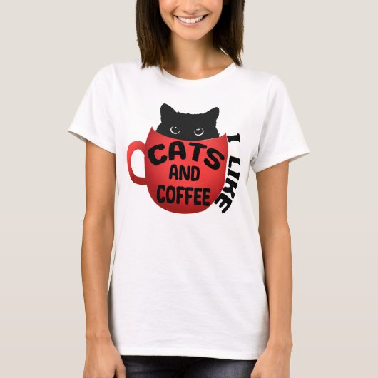  Ik hou van katten en koffie, Klassiek Shirt  (Voorkant)