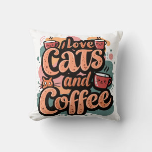Ik hou van katten en koffie kussen