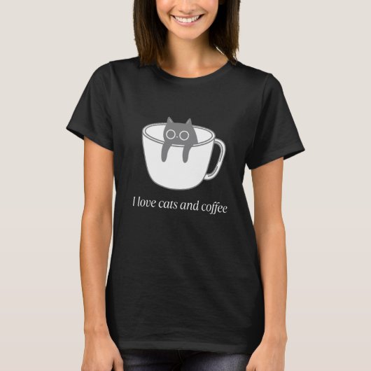 Ik hou van katten en koffie t-shirt (Voorkant)