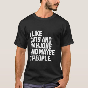 Ik hou van katten en mahjong kattenliefhebber grap t-shirt