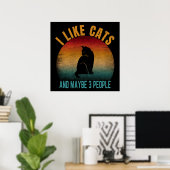 ik hou van katten en misschien 3 mensen poster (Thuiskantoor)