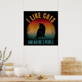 ik hou van katten en misschien 3 mensen poster (Keuken)