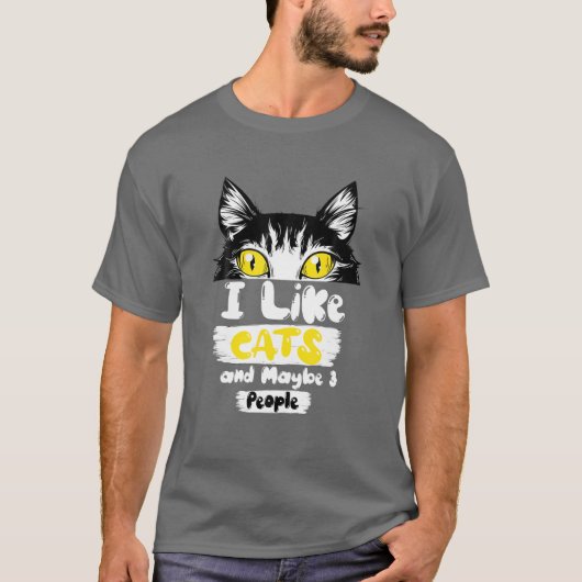 Ik hou van katten en misschien drie mensen die gra t-shirt (Voorkant)