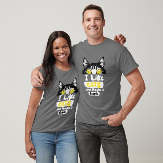 Ik hou van katten en misschien drie mensen die gra t-shirt (Unisex)