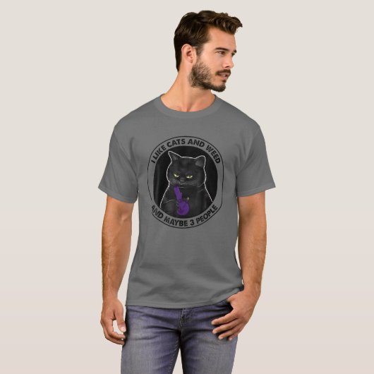 Ik hou van katten en onkruid en misschien 3 mensen t-shirt (Voorkant volledig)