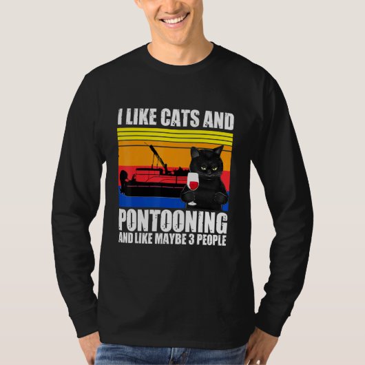 Ik hou van katten en pontooning en misschien 3 men t-shirt (Voorkant)