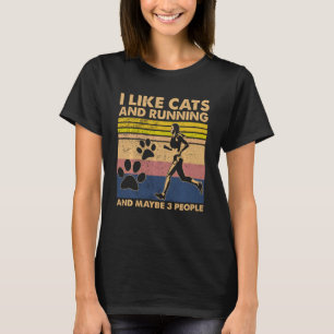 Ik hou van katten en rennen en misschien 3 mensen t-shirt