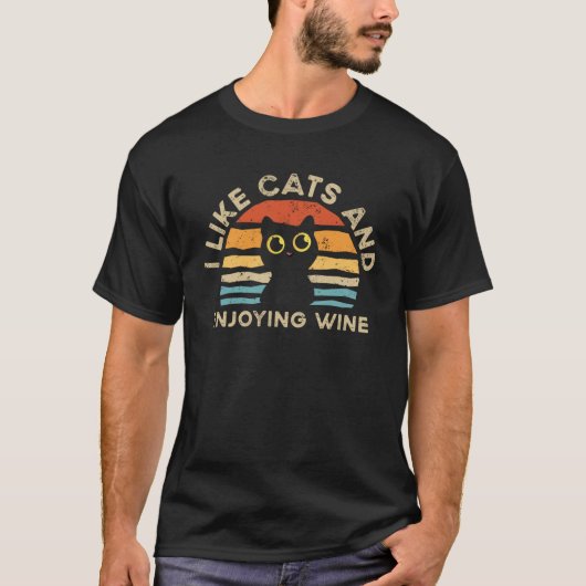 Ik hou van katten en van wijn t-shirt (Voorkant)