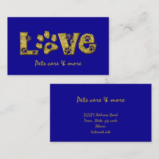 Ik hou van katten - goud visitekaartje (Voorkant / Achterkant)