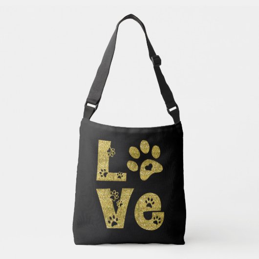 Ik hou van katten - goudglitter - crossbody tas (Voorkant)