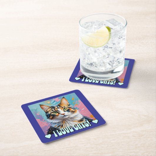 Ik hou van katten! kartonnen onderzetters (Insitu)