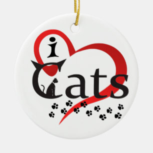 Ik hou van katten keramisch ornament