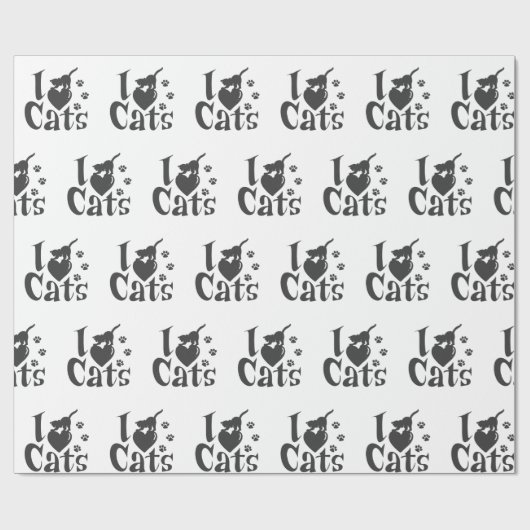 Ik hou van katten - Kies achtergrondkleur Cadeaupapier (Vlak)
