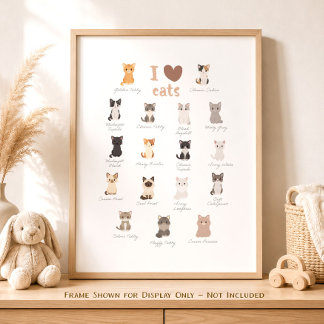 Ik hou van katten kinderkamer decor poster