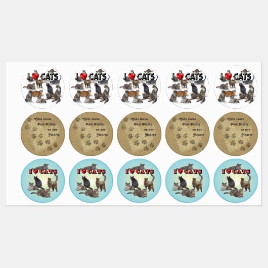 Ik hou van katten labels (Vel)