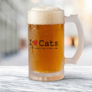 Ik hou van katten (maar ik zou geen hele kat opete matglas bierpul