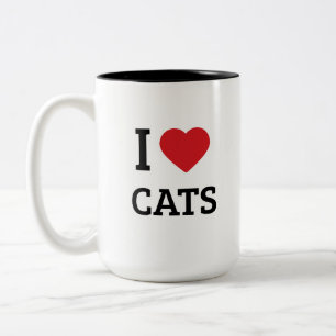 Ik hou van katten - Minimalistische katteliefhebbe Tweekleurige Koffiemok