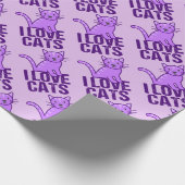 Ik hou van katten Paars Cadeaupapier (Hoek)