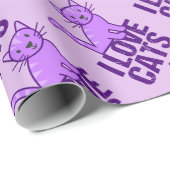 Ik hou van katten Paars Cadeaupapier (Rol Hoek)