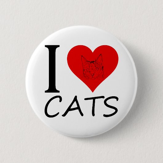 Ik hou van katten ronde button 5,7 cm (Voorkant)