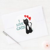 Ik hou van katten! ronde sticker (Envelop)