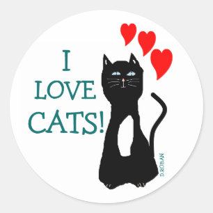 Ik hou van katten! ronde sticker