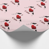 Ik hou van katten Roze Cadeaupapier (Hoek)
