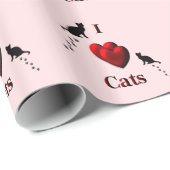 Ik hou van katten Roze Cadeaupapier (Rol Hoek)