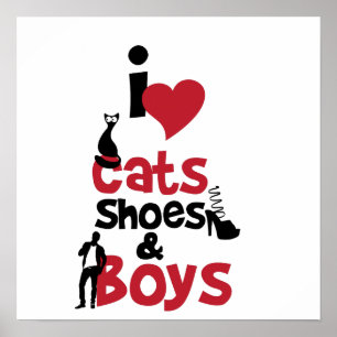 Ik hou van katten, schoenen en jongens poster