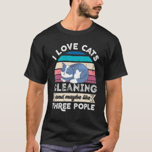 Ik hou van katten schoonmaken en vind drie mensen t-shirt