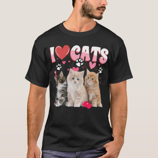 Ik hou van katten Shirt kattenliefhebber T-shirt - (Voorkant)