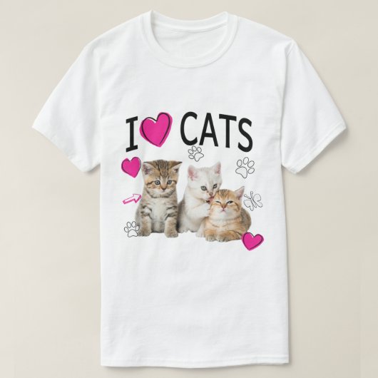 Ik hou van katten Shirt kattenliefhebber T-shirt I (Design voorkant)