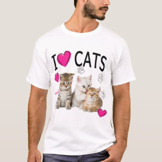 Ik hou van katten Shirt kattenliefhebber T-shirt I