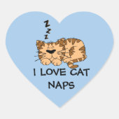 Ik hou van katten slaapjes, hart sticker (Voorkant)