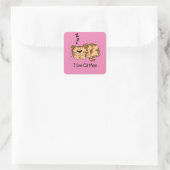 Ik hou van katten slaapjes, vierkante sticker (Tas)