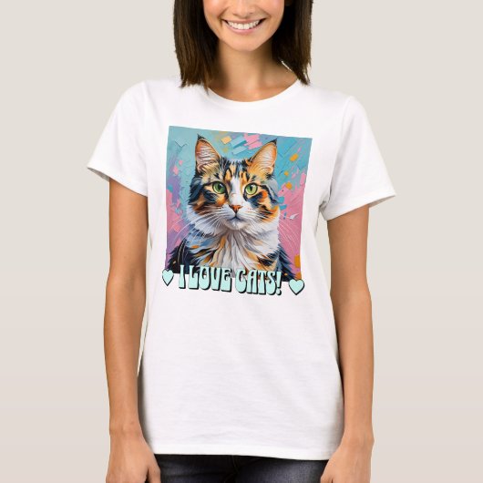 Ik hou van katten! t-shirt (Voorkant)