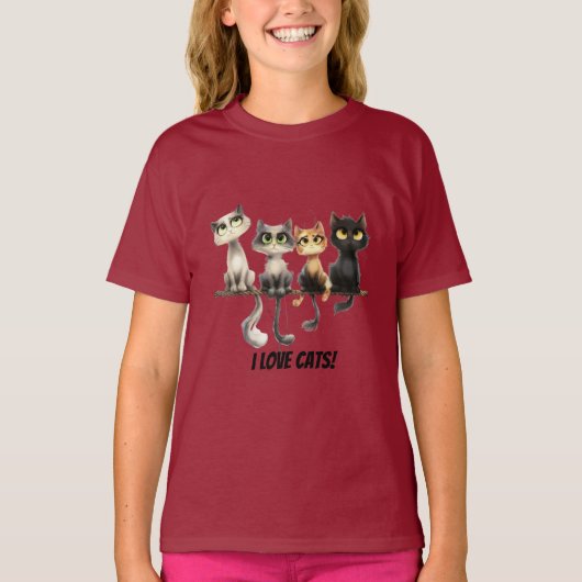 Ik hou van katten t-shirt (Voorkant)