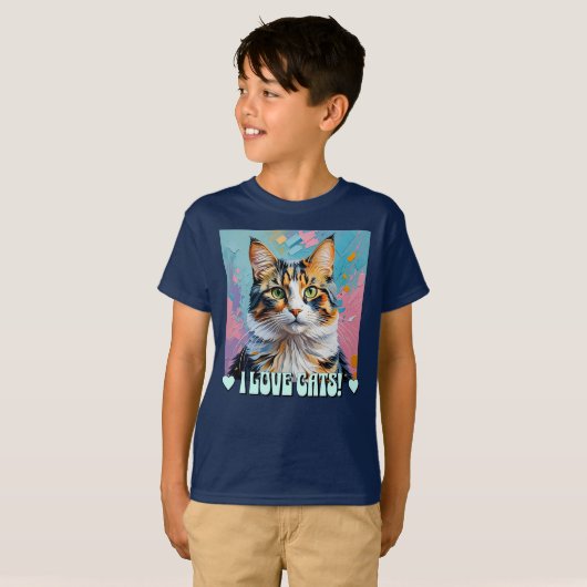 Ik hou van katten! t-shirt (Voorkant volledig)