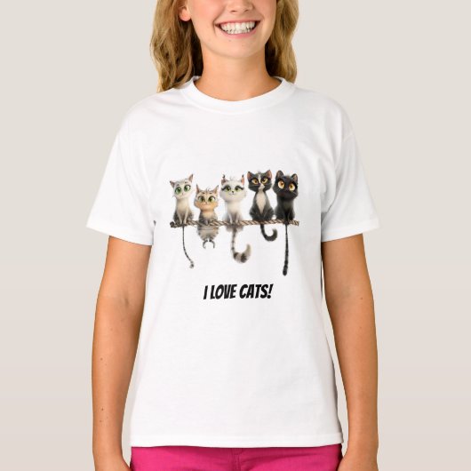 Ik hou van katten t-shirt (Voorkant)
