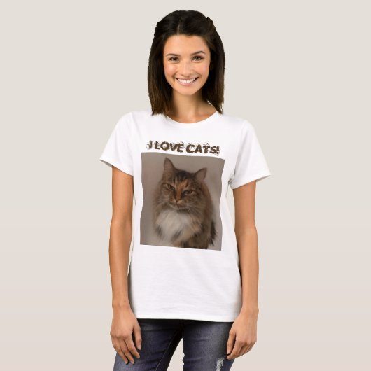 Ik hou van katten! T-shirt (Voorkant volledig)