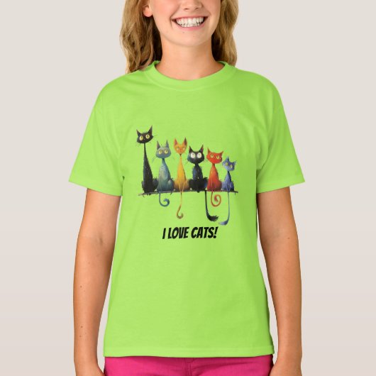 Ik hou van katten t-shirt (Voorkant)