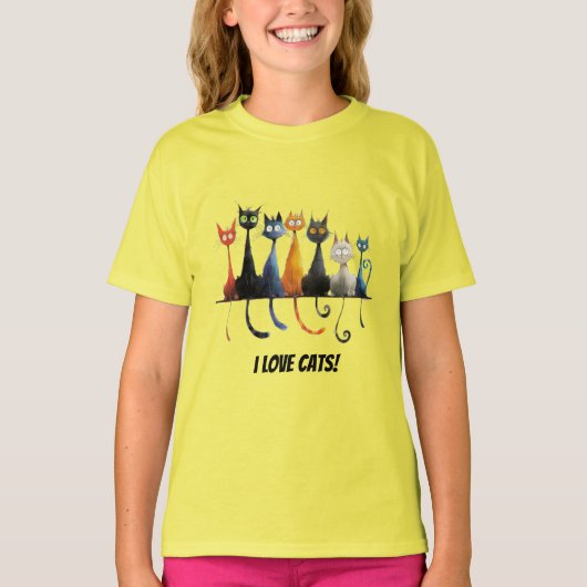 Ik hou van katten t-shirt (Voorkant)