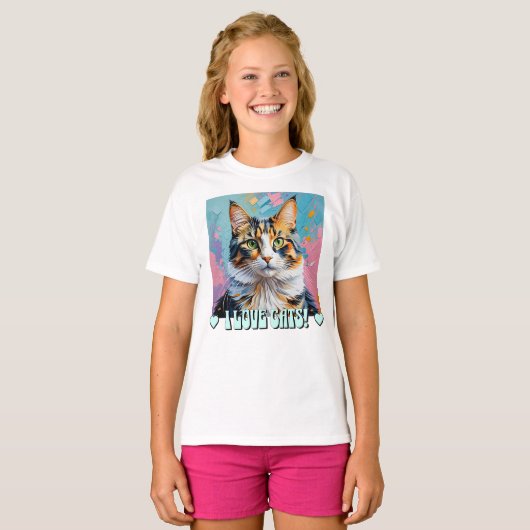 Ik hou van katten! t-shirt (Voorkant volledig)