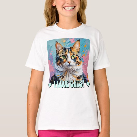 Ik hou van katten! t-shirt (Voorkant)