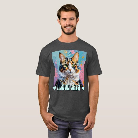 Ik hou van katten! t-shirt (Voorkant volledig)