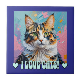 Ik hou van katten! tegeltje