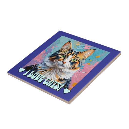 Ik hou van katten! tegeltje (Zijkant)