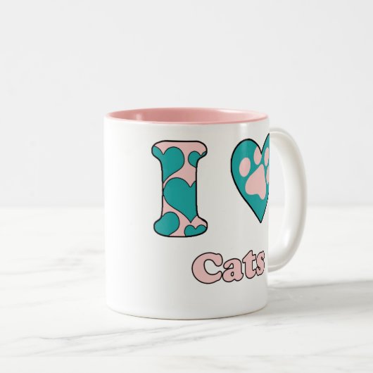 Ik hou van katten tweekleurige koffiemok (Voorkant rechts)