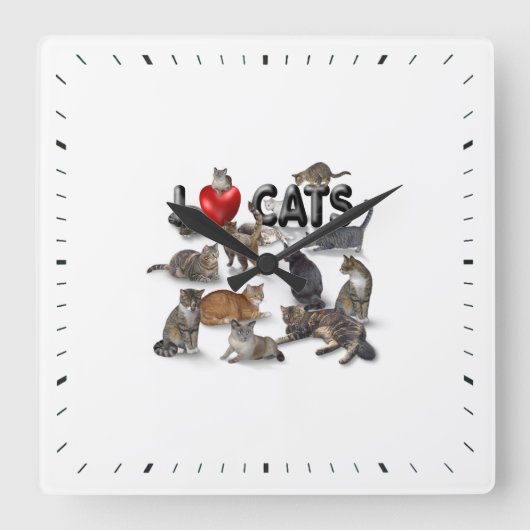 Ik hou van katten vierkante klok (Voorkant)